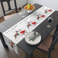 Merry Christmas Santa With Reindeer Mid Century Retro Style Christmas Decor Red Cotton Poly Table Runner