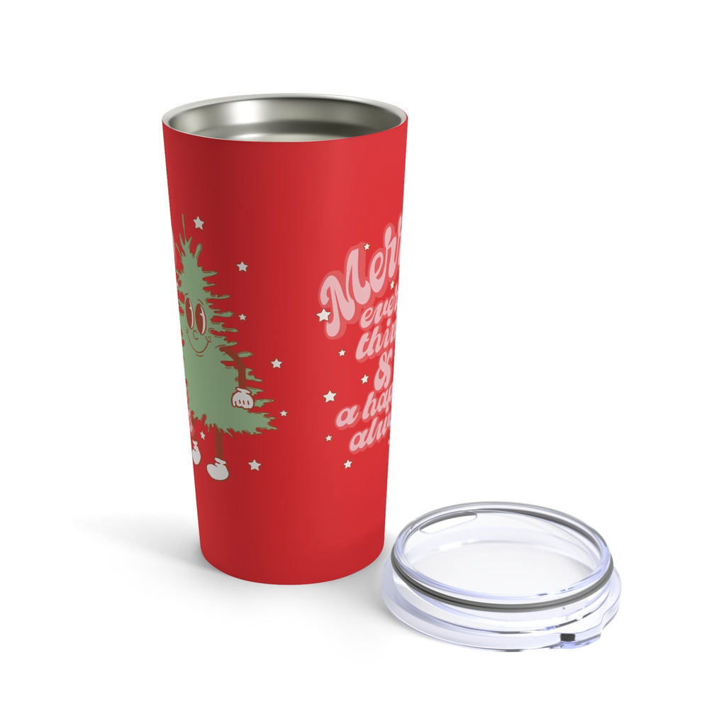 Merry Everything And Happy Always Cute Christmas Tree Retro Style Christmas Stainless Steel Tumbler 20oz