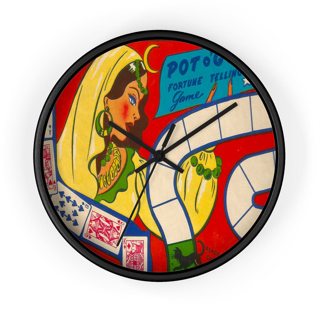 Fortune Teller Retro Board Game Retro Print Black Wall Clock