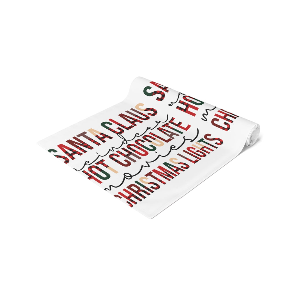 Santa Claus Reindeer Hot Chocolate Movies Christmas Lights Christmas Print Home Decor Cotton Poly Table Runner