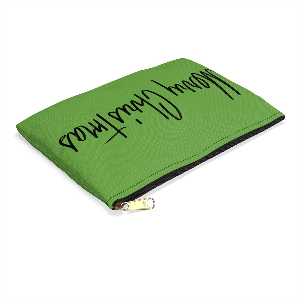 Merry Christmas Green Mid Century Retro Christmas Print Polyester Accessory Travel Pouch
