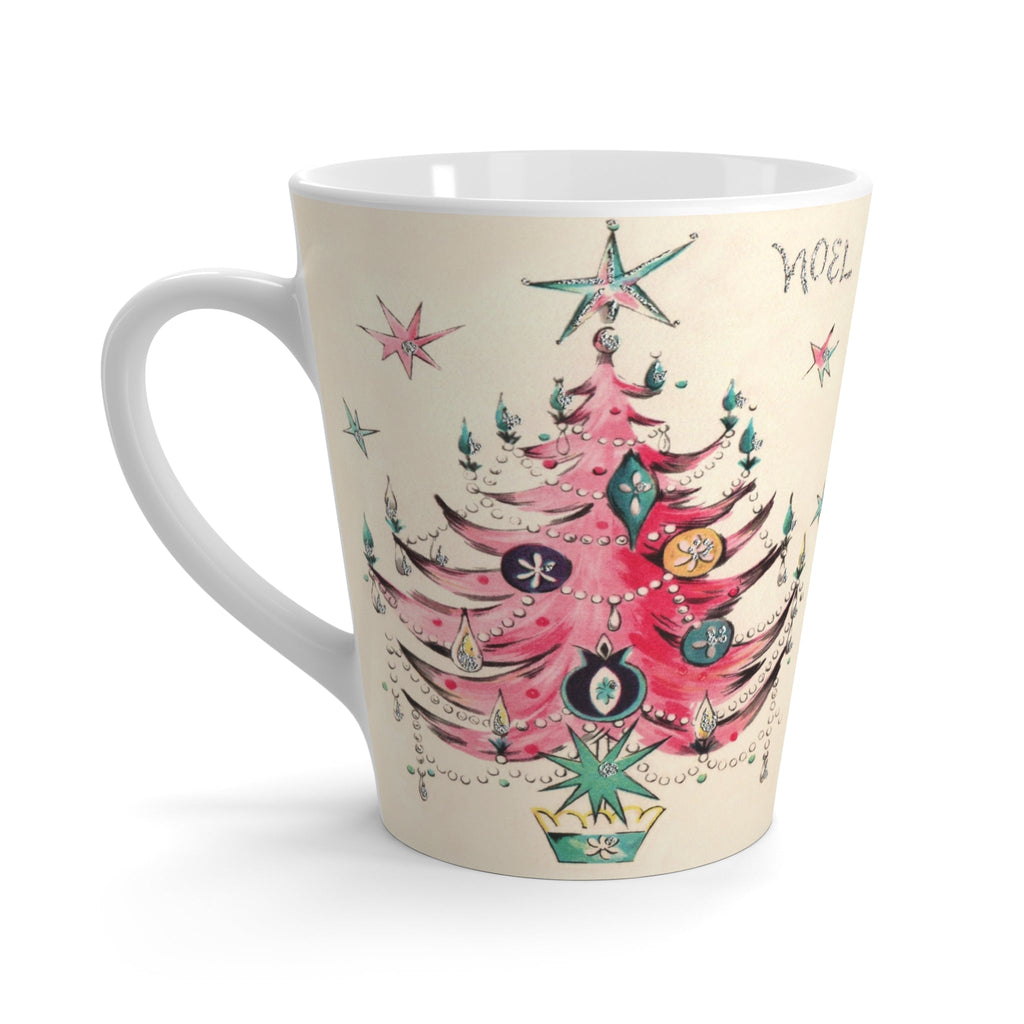 Noel Pink Christmas Tree Christmas Print Latte Coffee Mug