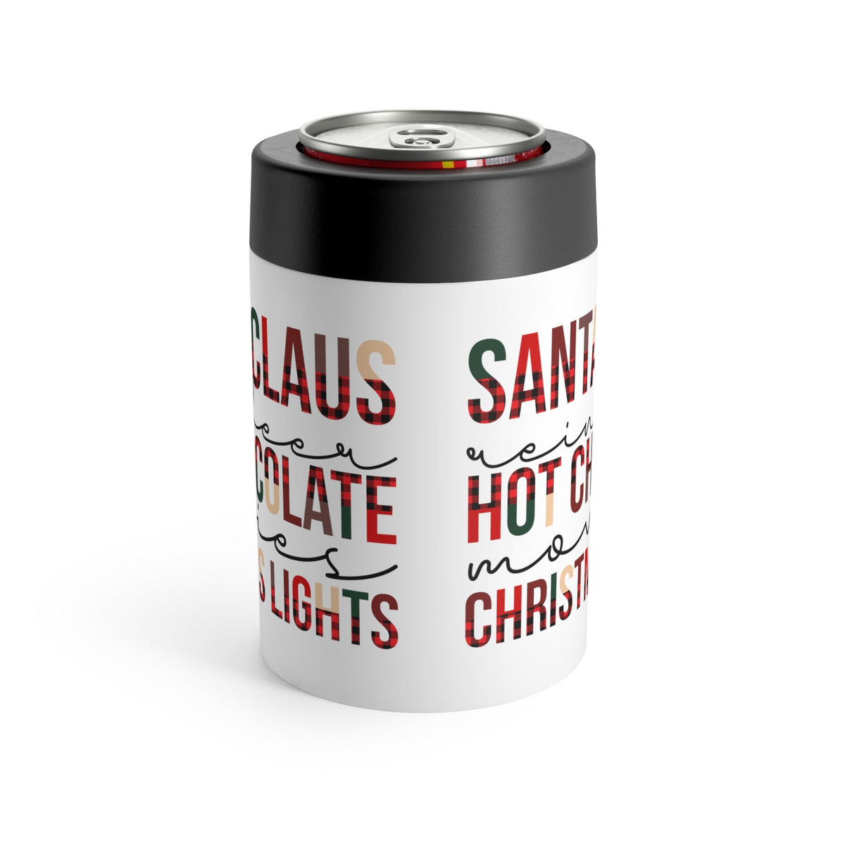 Santa Claus Reindeer Hot Chocolate Movies Christmas Lights Christmas Stainless Steel Can Holder