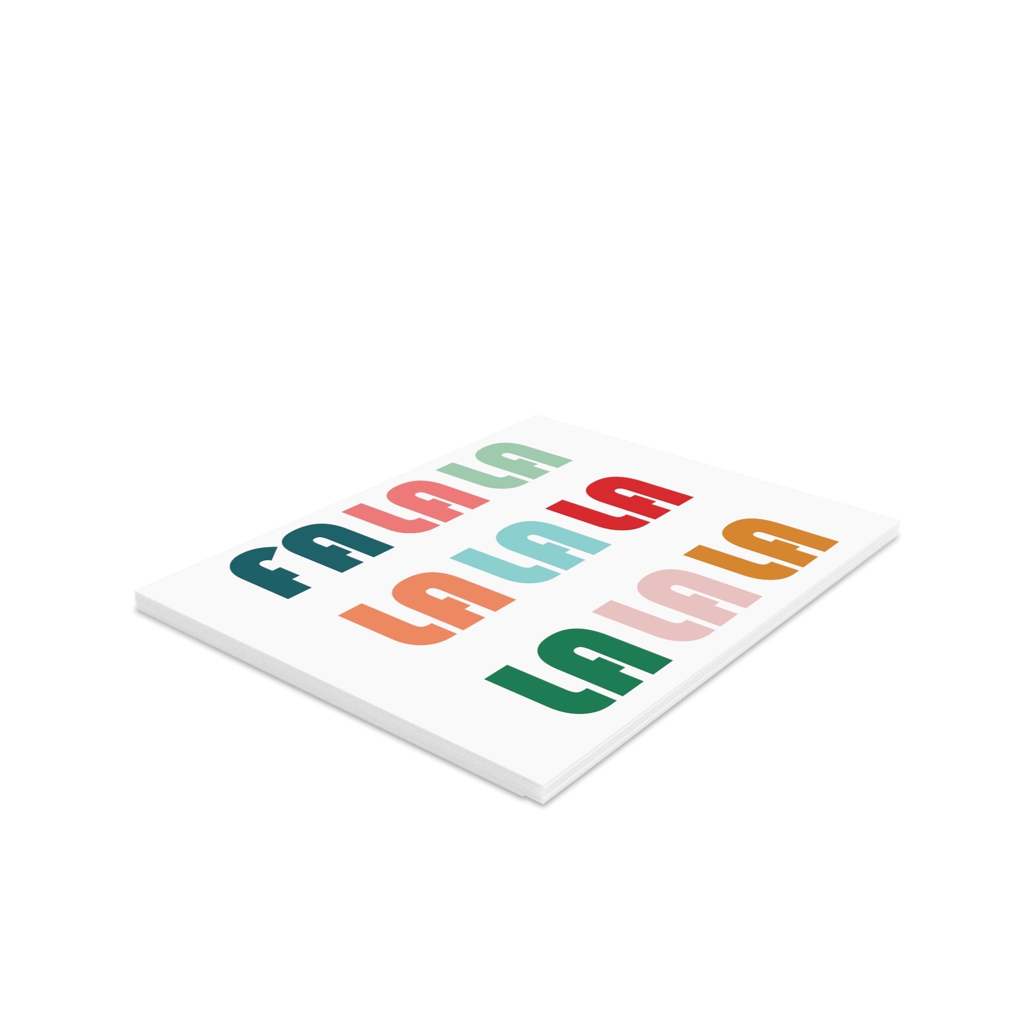 Fa La La La Retro Christmas Style Matte Greeting Cards (8, 16, and 24 pcs)