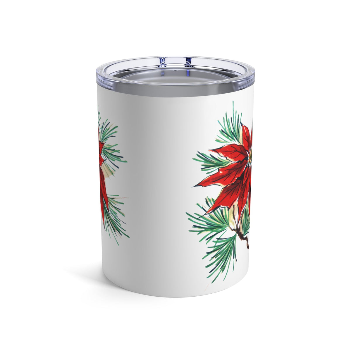 Christmas Poinsettia Vintage Retro Christmas Print Stainless Steel Tumbler 10oz
