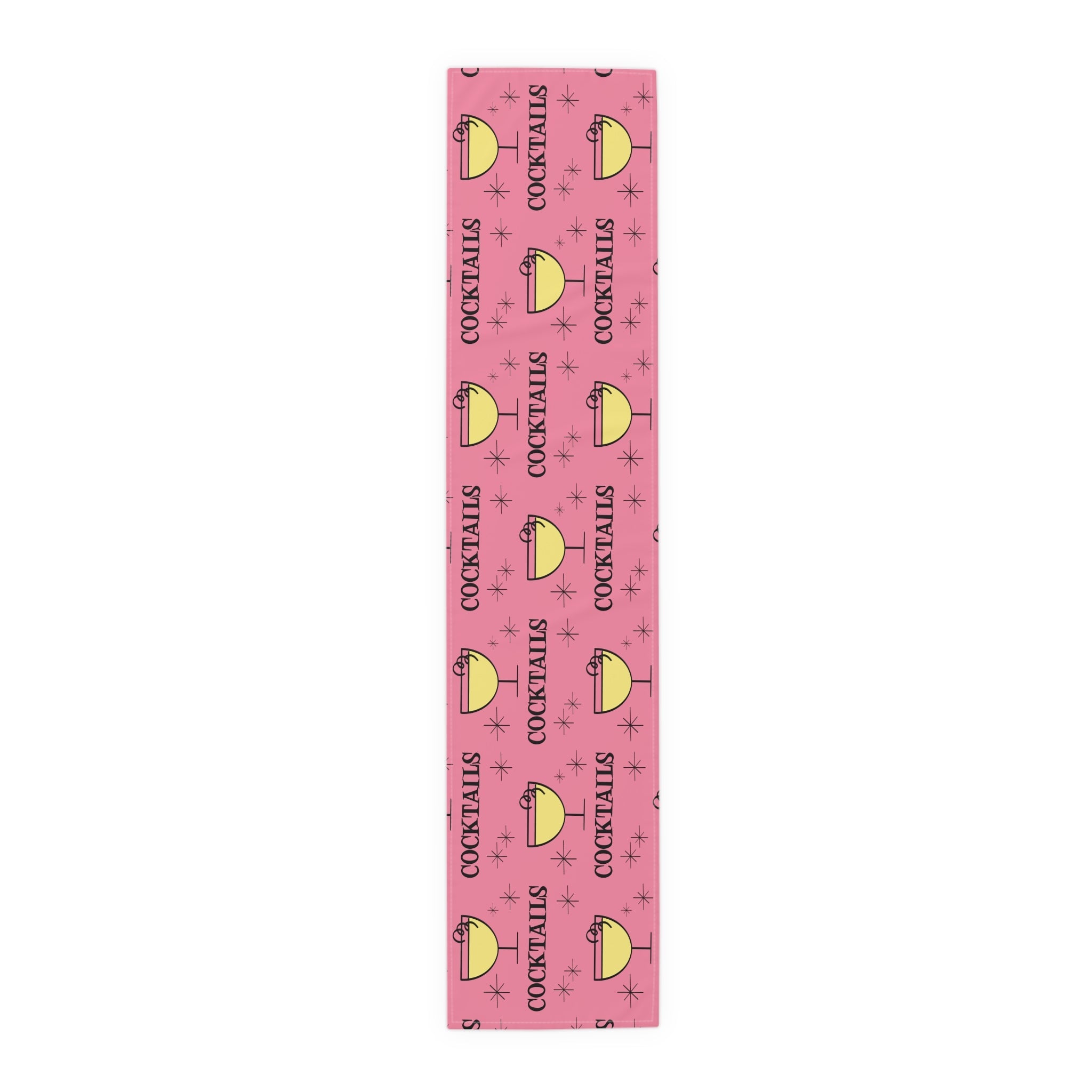 Cocktails Pink Atomic Mid Century Retro Style Design Cotton Poly Table Runner