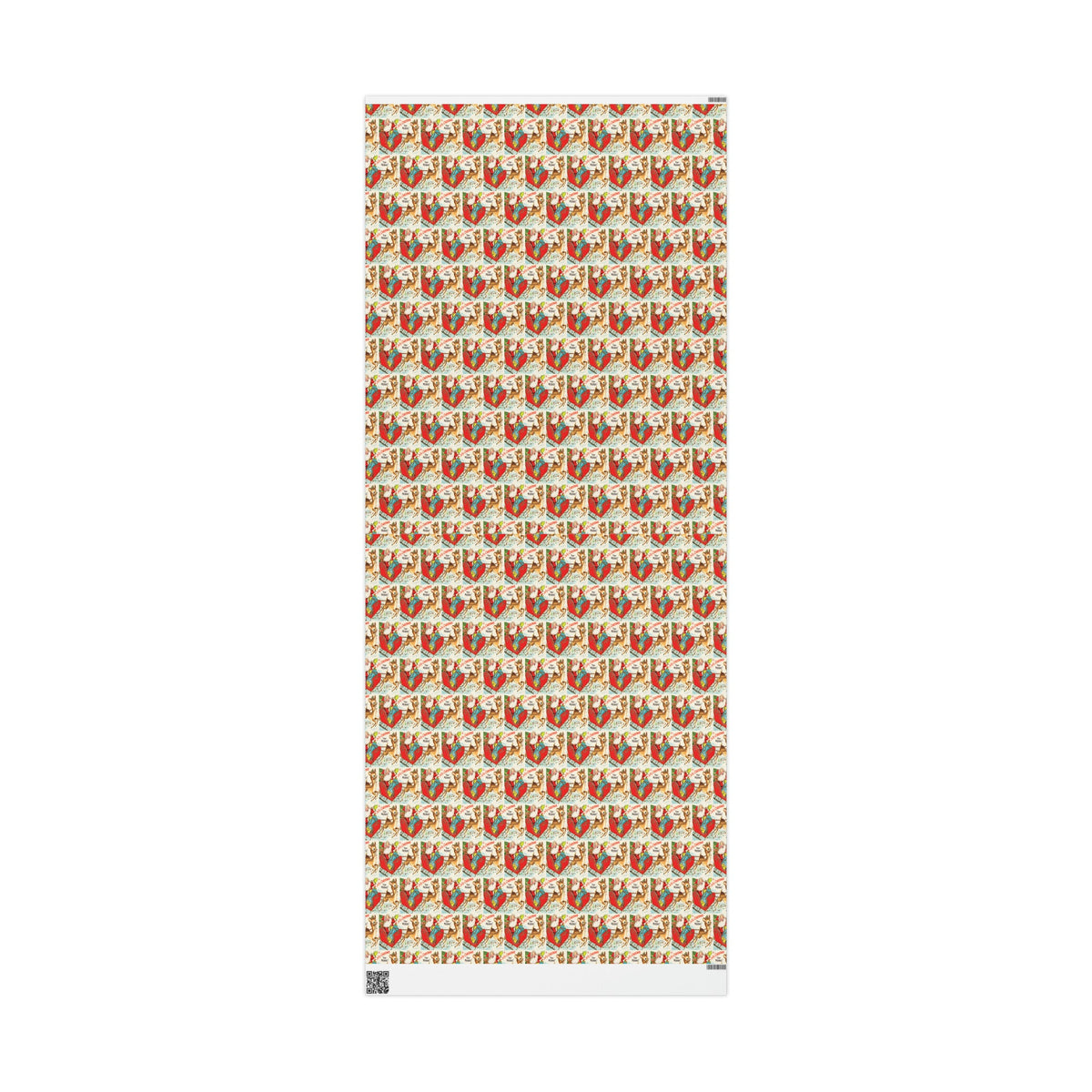 A Jolly Christmas Dear Friend Santa In Sleigh With Reindeer Mid Century Retro Christmas Print Holiday Gift Wrap Paper - Glossy Or Matte