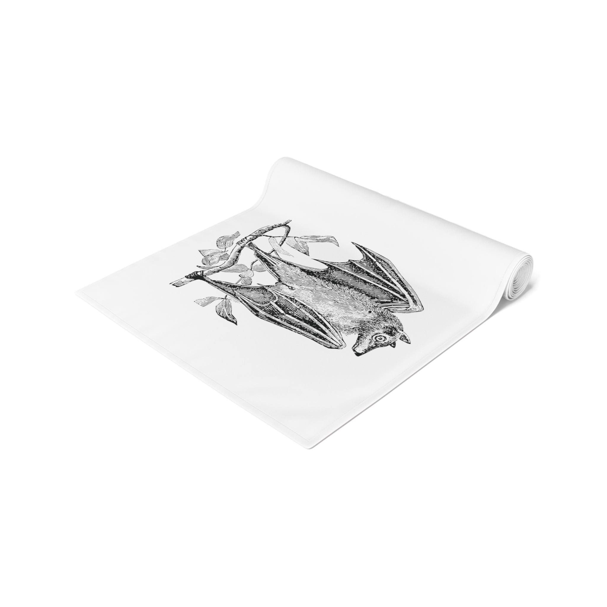 Retro Bat Halloween Print Cotton Poly Table Runner