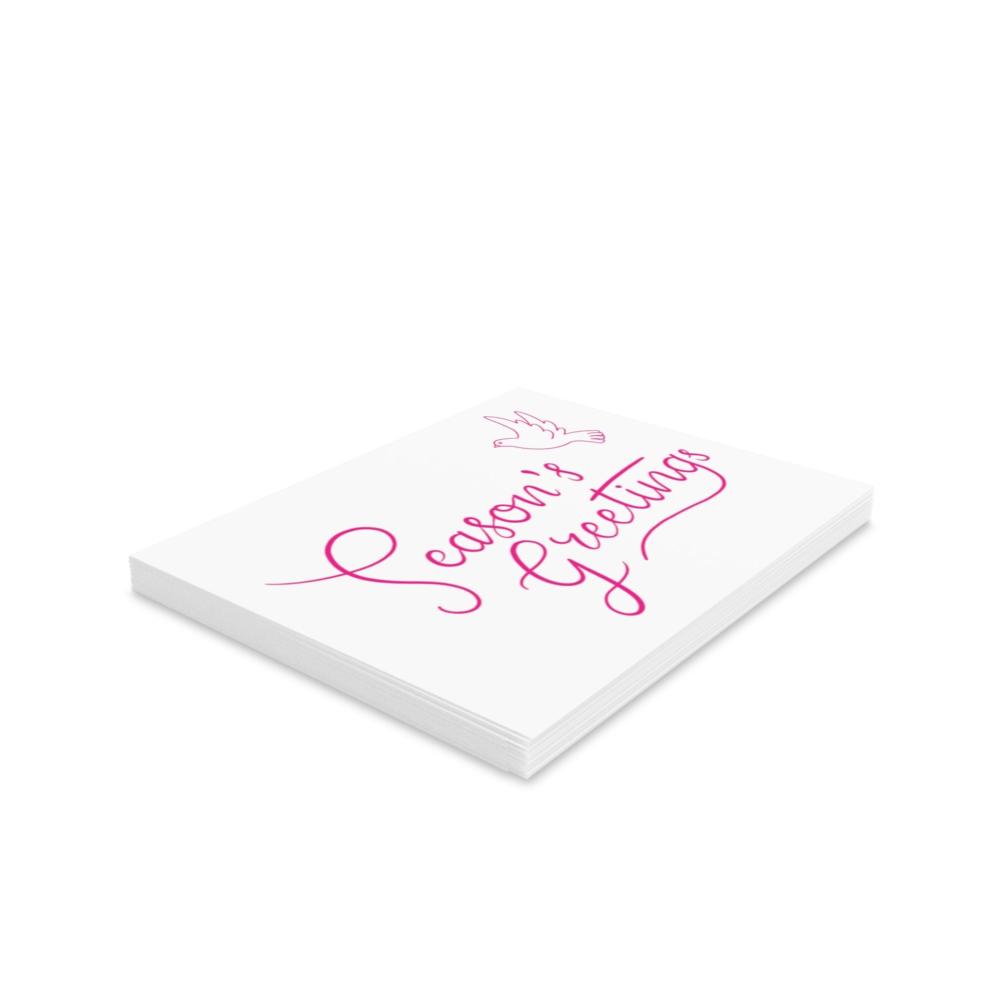 Season's Greetings Dove Pink Retro Christmas Style Matte Greeting Cards (8, 16, and 24 pcs)