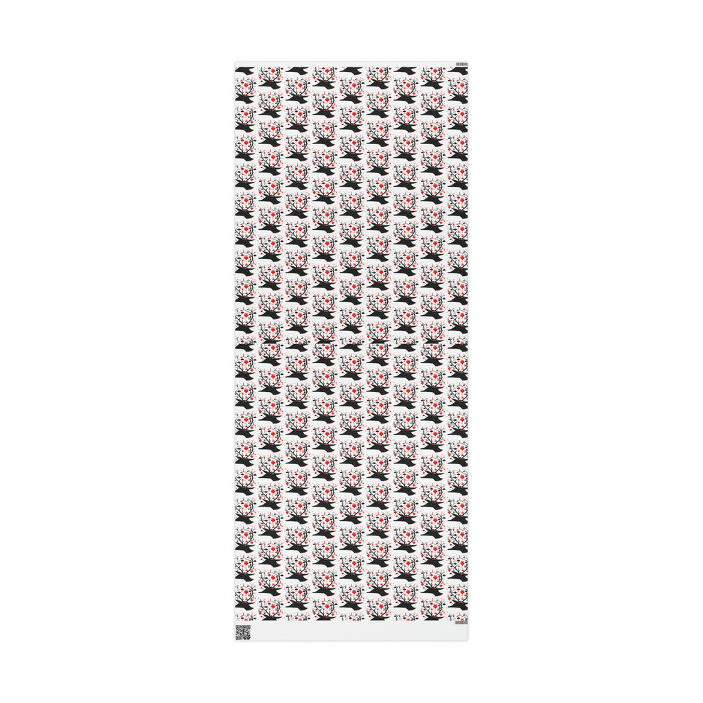 Reindeer Silhouette With Ornaments Mid Century Retro Christmas Print Holiday Gift Wrap Paper - Glossy Or Matte