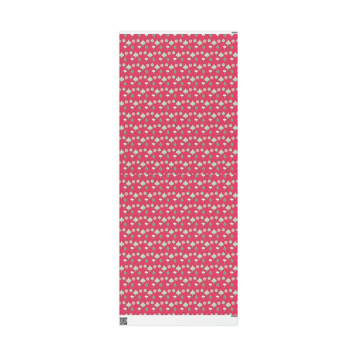 Greetings Christmas Ornaments Pink Retro Style Christmas Holiday Gift Wrap Paper - Glossy Or Matte