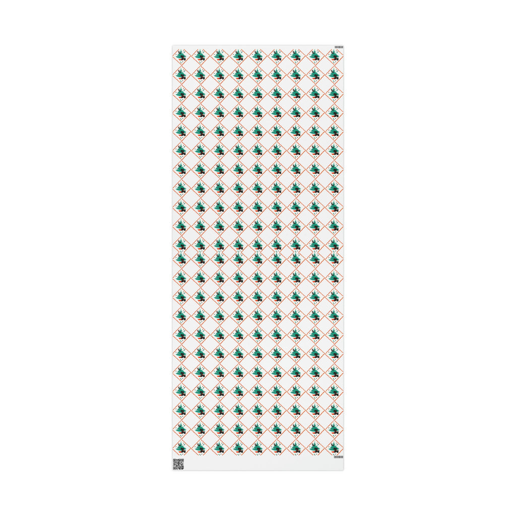 Christmas Scottie Blackbird Tree Mid Century Retro Christmas Print Holiday Gift Wrap Paper - Glossy Or Matte