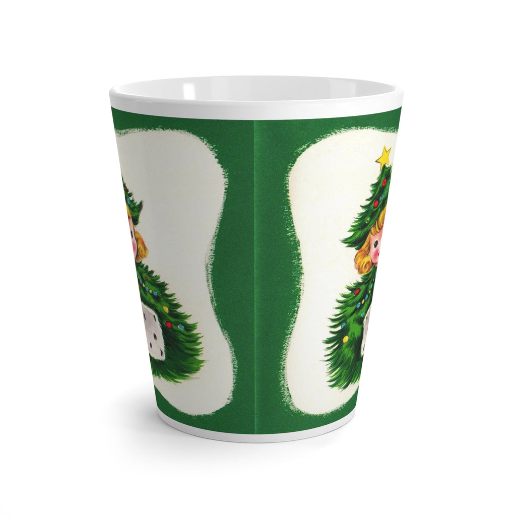 Christmas Tree Hat Lady Retro Christmas Print Latte Coffee Mug