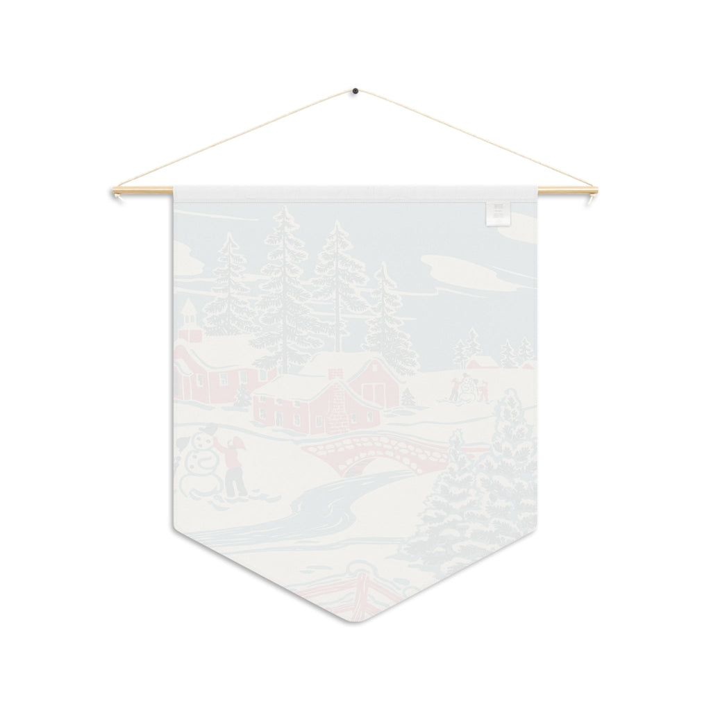 Christmas Winter Scene Mid Century Retro Christmas Print Wall Hanging Banner Flag