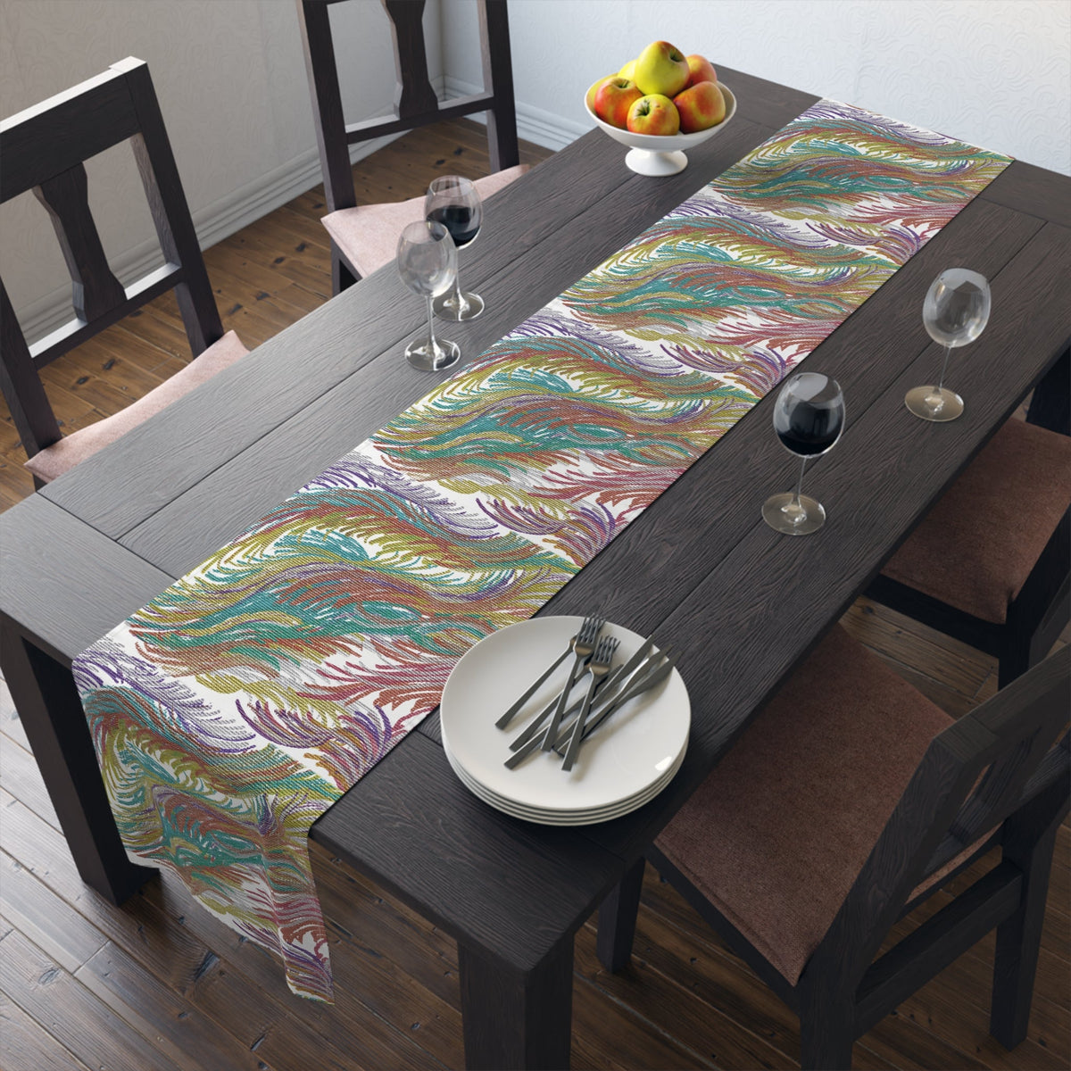 Space Feathers Caden Caraco Modern Art Decor Cotton Poly Table Runner