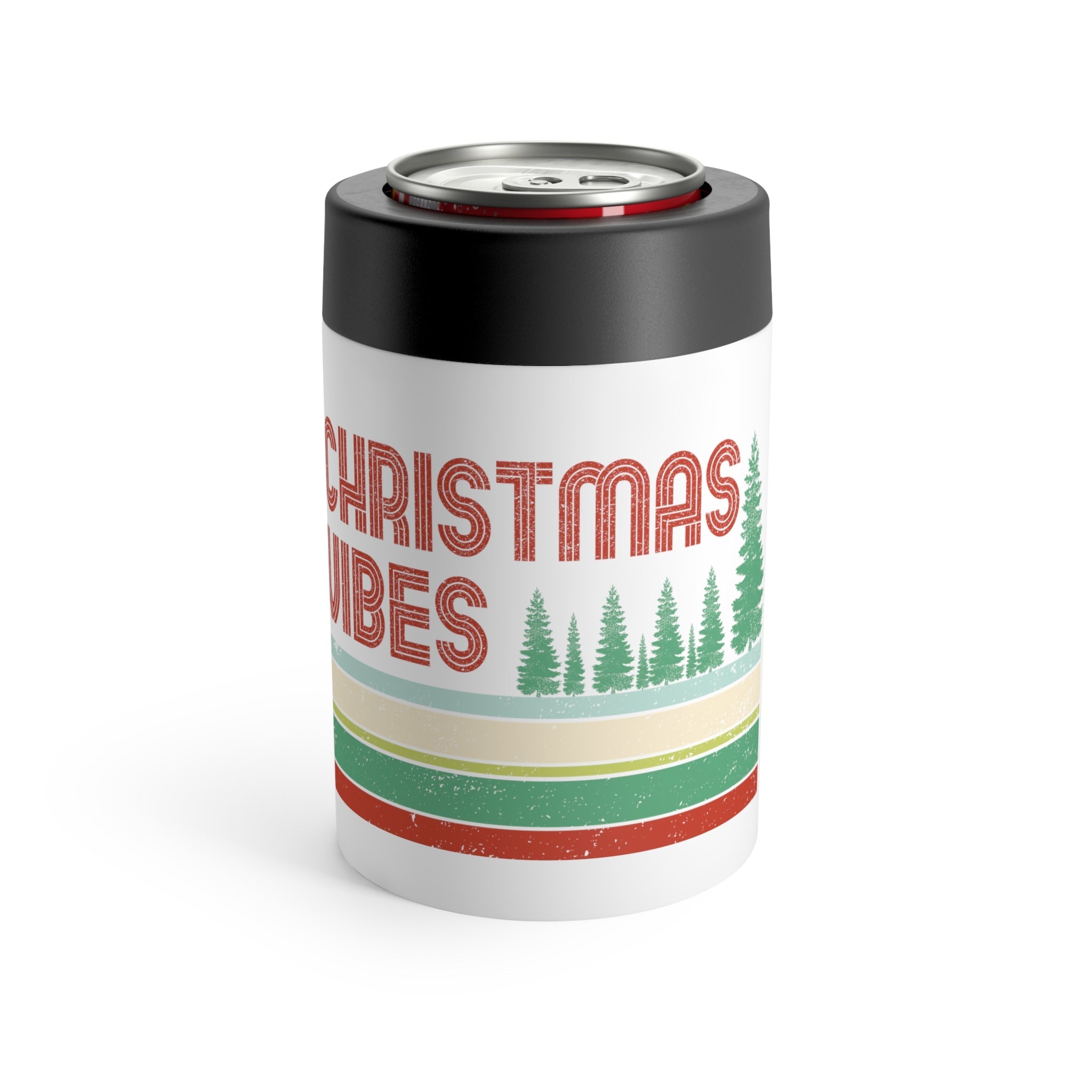 Christmas Vibes Retro Style Christmas Print Stainless Steel Can Holder