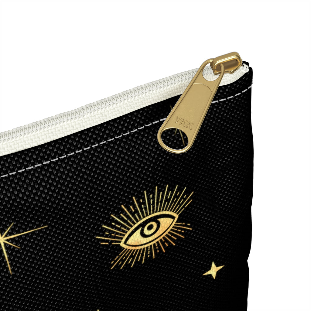 Celestial Gold Sun Stars Print Polyester Accessory Pouch Travel Bag