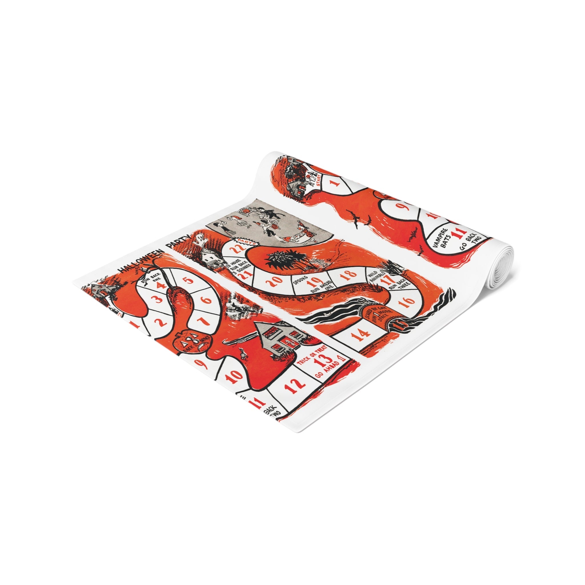 Halloween Board Game Retro Halloween Print Fall Autumn Decor Cotton Poly Table Runner