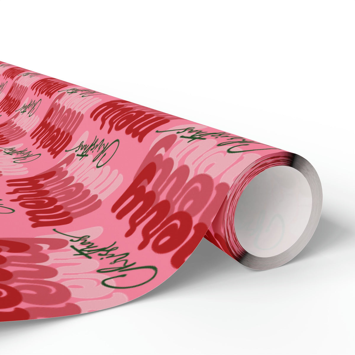 Merry Merry Merry Christmas Pink Retro Style Christmas Print Holiday Gift Wrap Paper - Glossy Or Matte