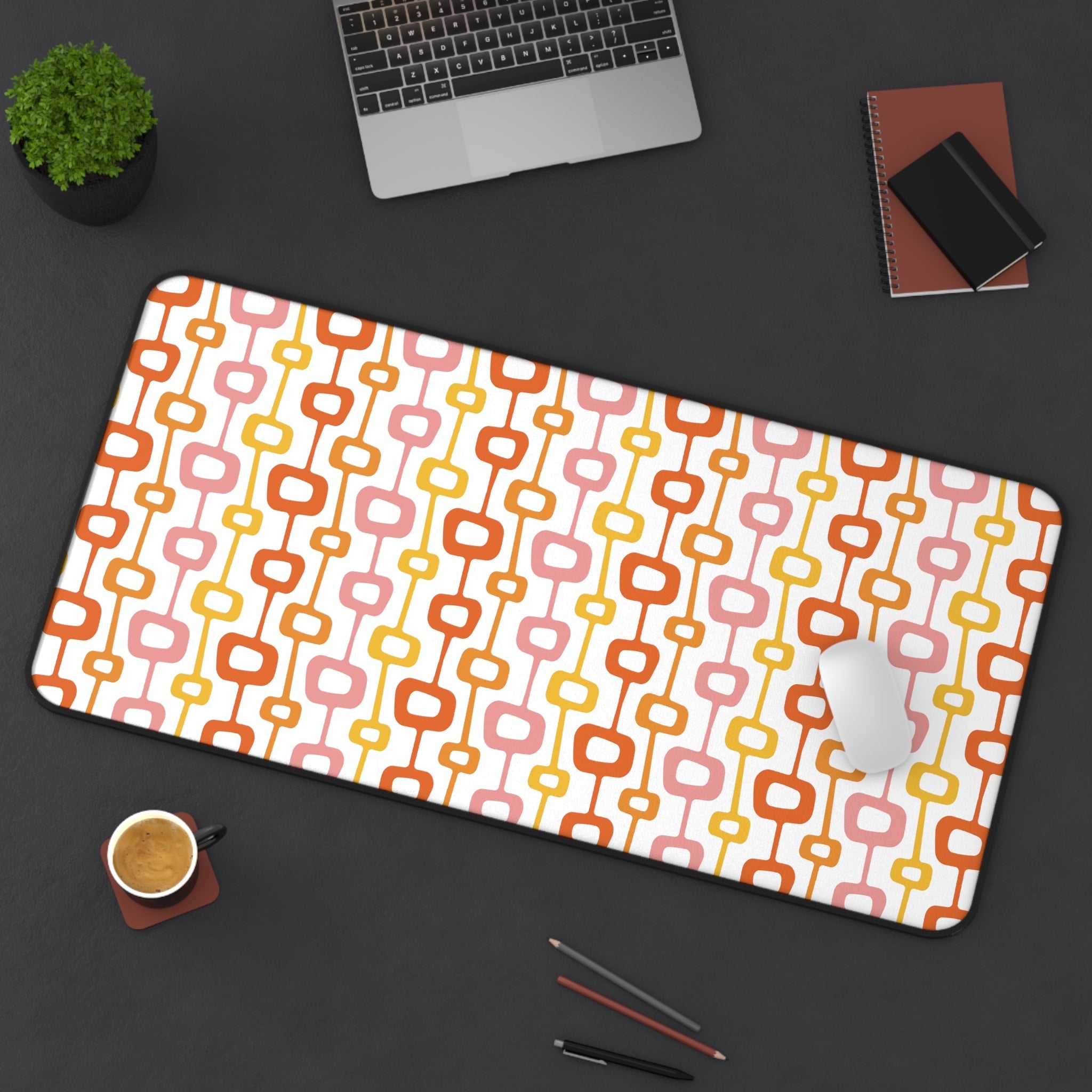Atomic Squares Mid Century Atomic Era Retro Style Desk Mat - 3 Size Options