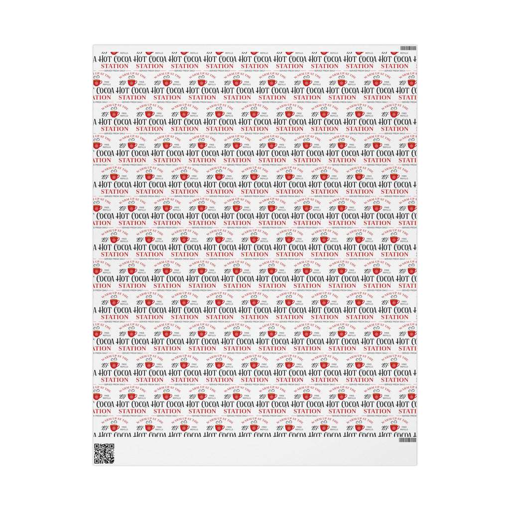 Warm Up At The Hot Cocoa Station Christmas Print Holiday Gift Wrap Paper - Glossy Or Matte