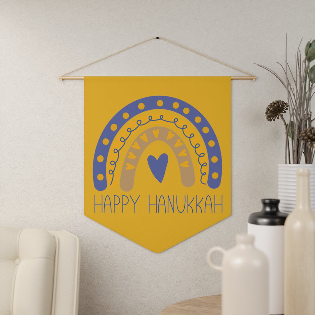 Happy Hanukkah Yellow Wall Hanging Banner Flag