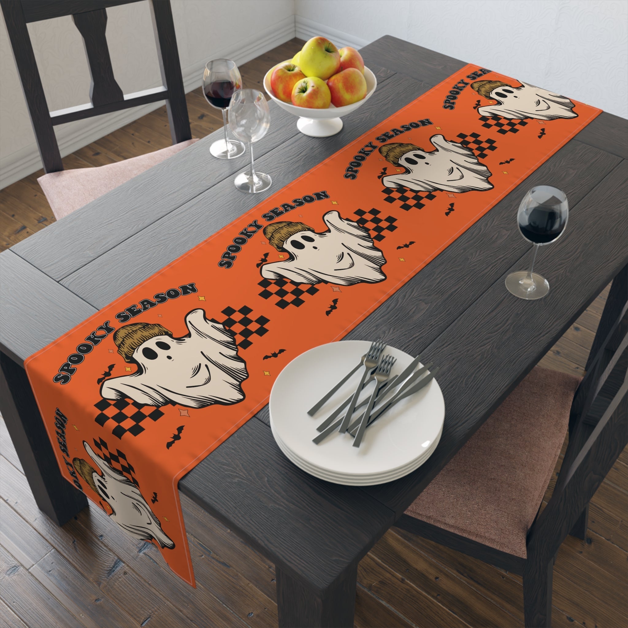 Spooky Season Halloween Ghost Cotton Table Runner