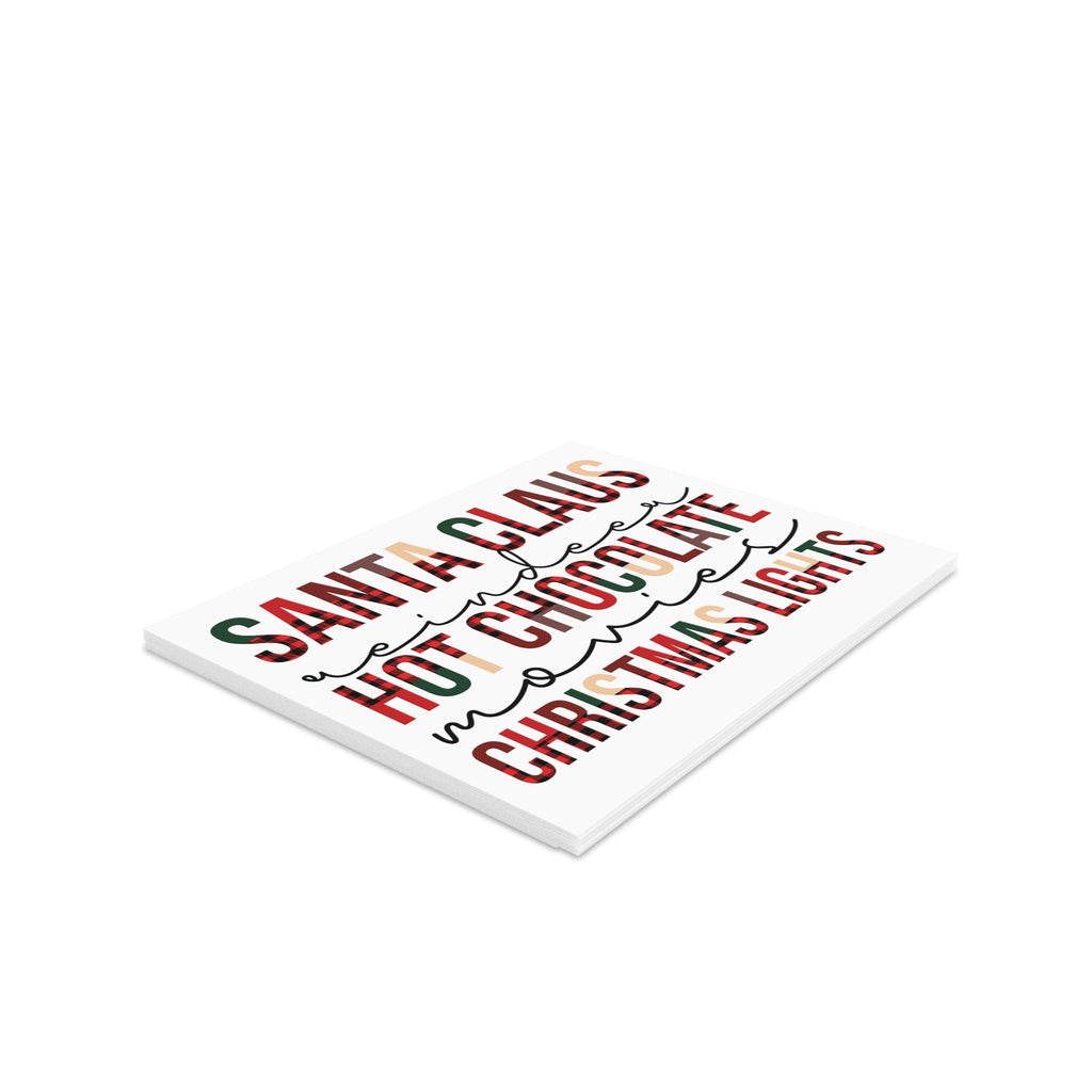 Santa Claus Reindeer Hot Chocolate Movies Christmas Lights Christmas Matte Greeting Cards (8, 16, and 24 pcs)