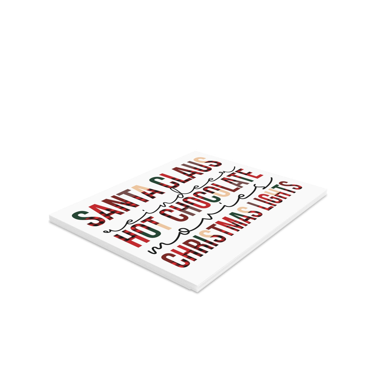 Santa Claus Reindeer Hot Chocolate Movies Christmas Lights Christmas Matte Greeting Cards (8, 16, and 24 pcs)