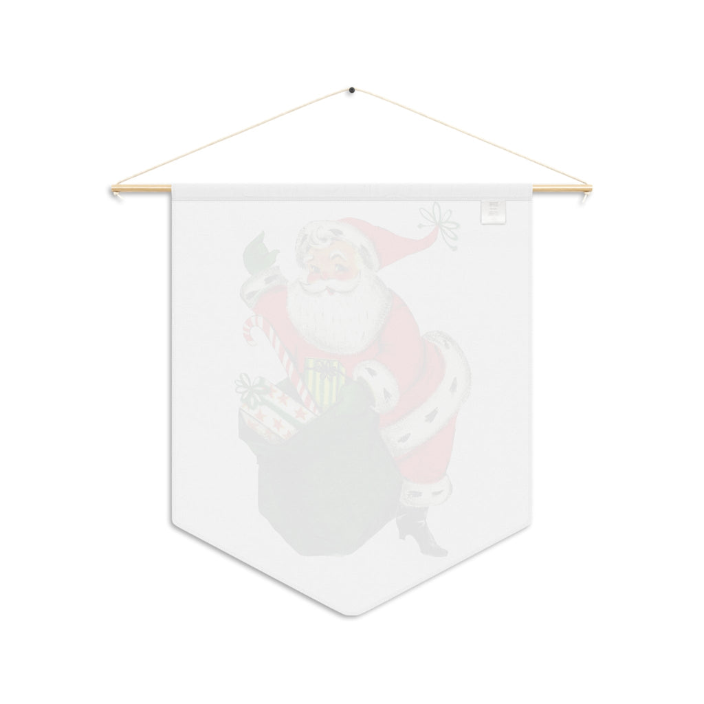 Santa With Sack Of Presents Mid Century Retro Christmas Print Wall Hanging Banner Flag