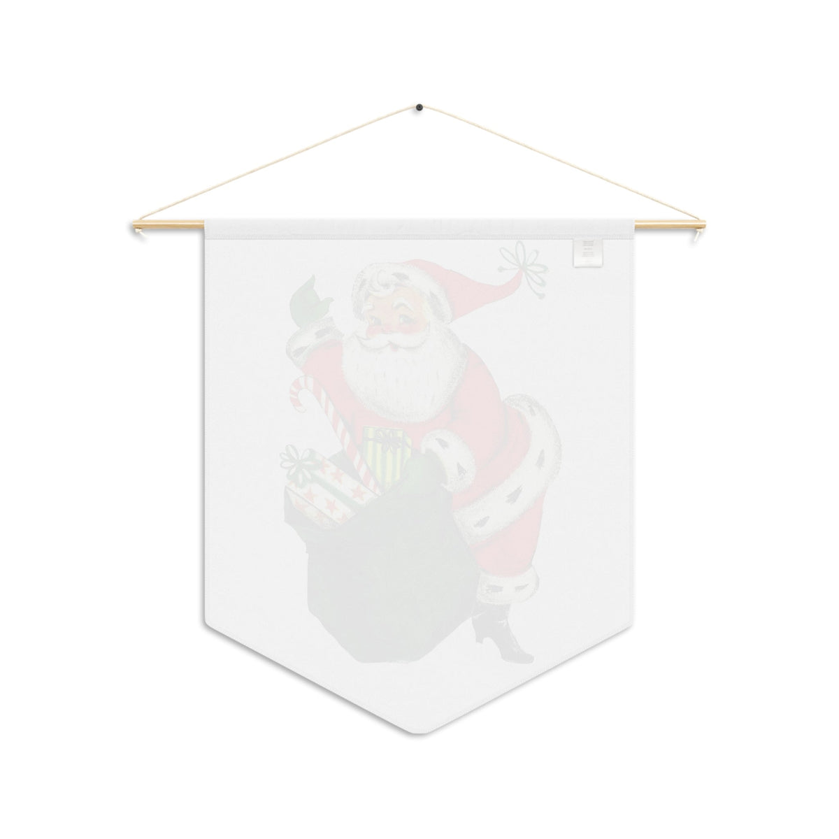 Santa With Sack Of Presents Mid Century Retro Christmas Print Wall Hanging Banner Flag