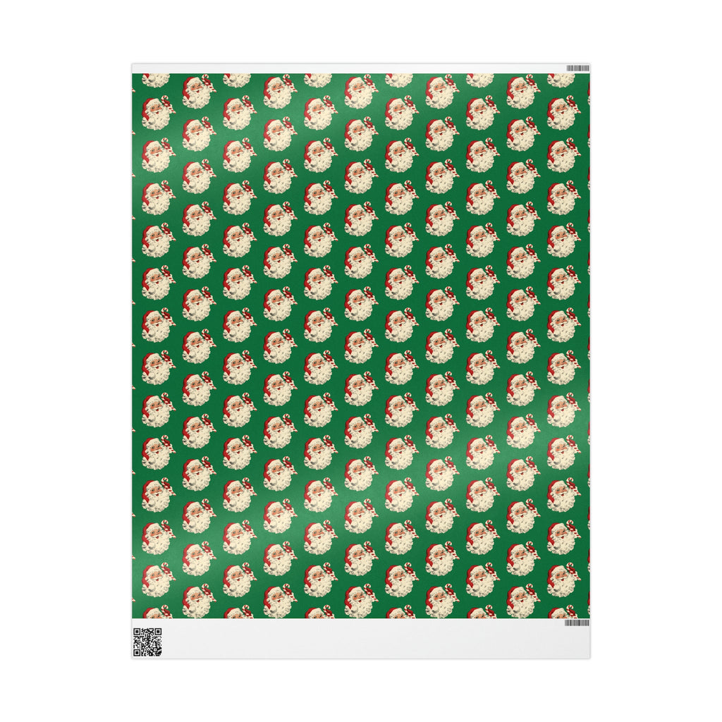 Santa With Candy Cane Mid Century Retro Christmas Print Holiday Gift Wrap Paper - Glossy Or Matte