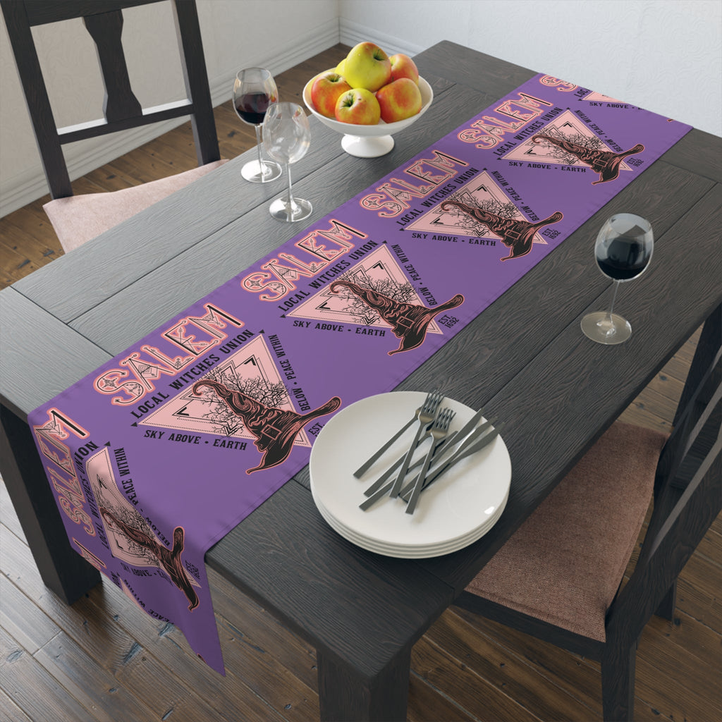 Salem Witches Union Halloween Fall Autumn Decor Purple Cotton Poly Table Runner