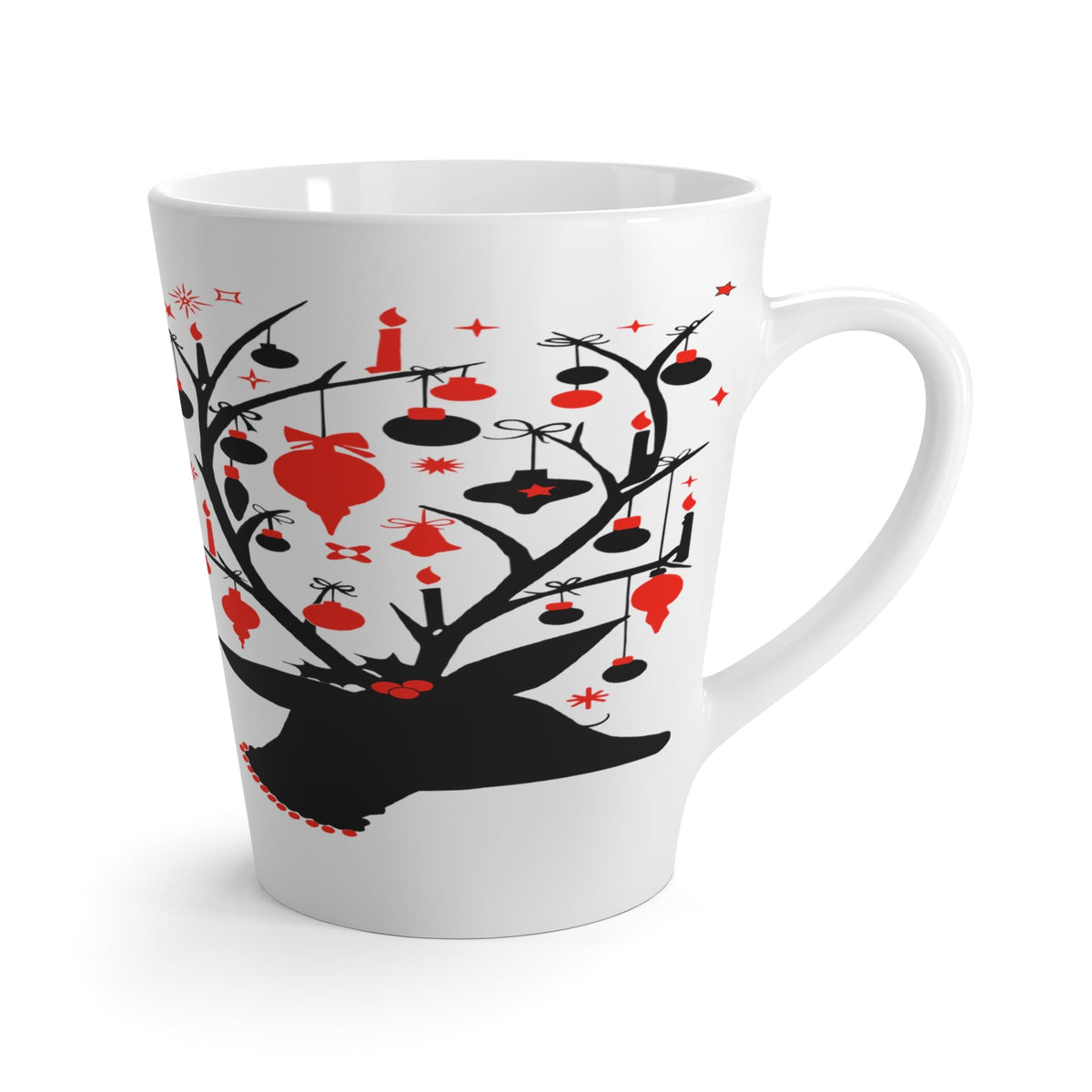 Reindeer With Ornaments Mid Century Retro Christmas Print Latte Mug