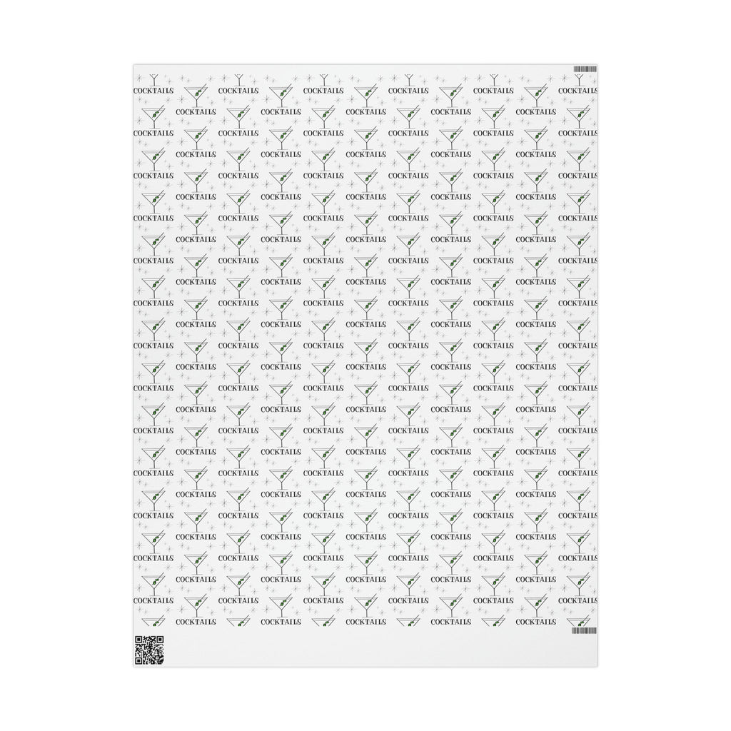 Martini Cocktails Stars Atomic Mid Century Retro Print Holiday Gift Wrap Paper - Glossy Or Matte