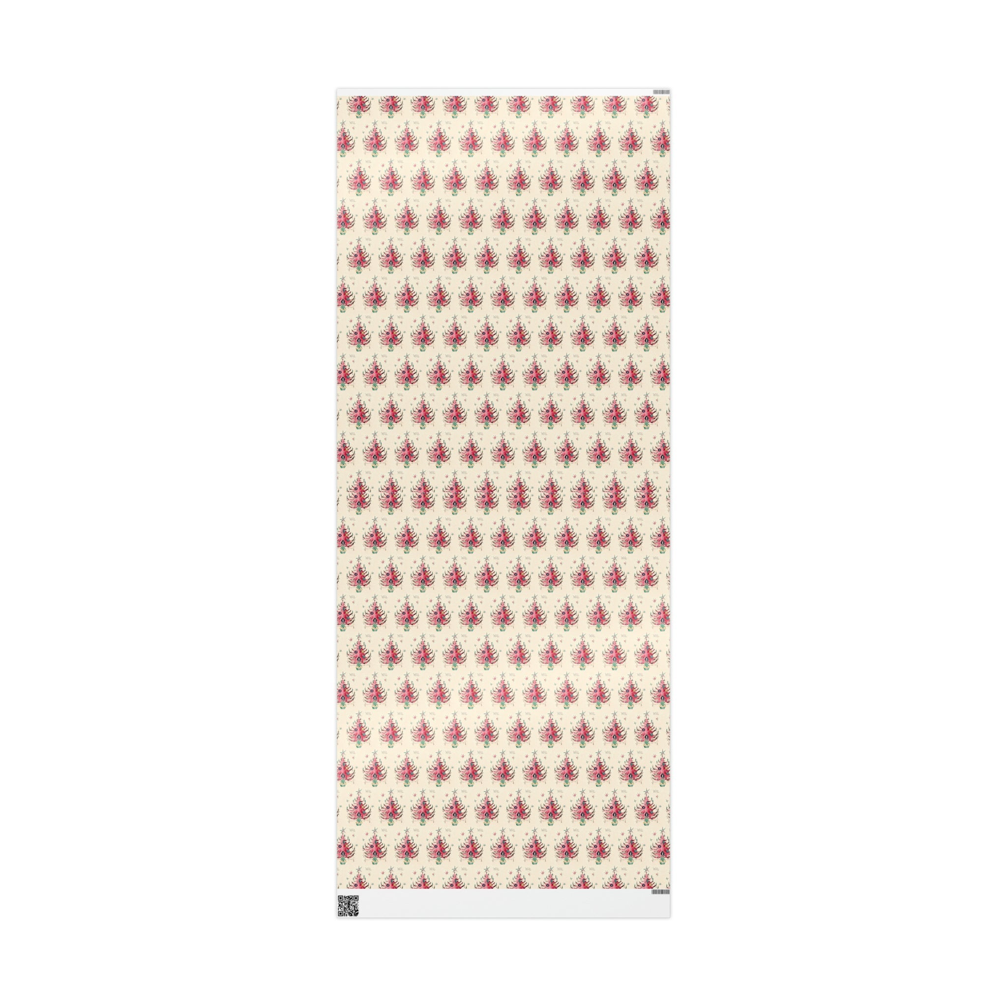 Noel Pink Christmas Trees Mid Century Retro Christmas Print Holiday Gift Wrap Paper - Glossy Or Matte