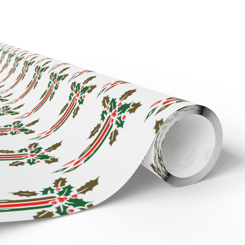 Christmas Candles With Holly Mid Century Retro Christmas Print Holiday Gift Wrap Paper - Glossy Or Matte