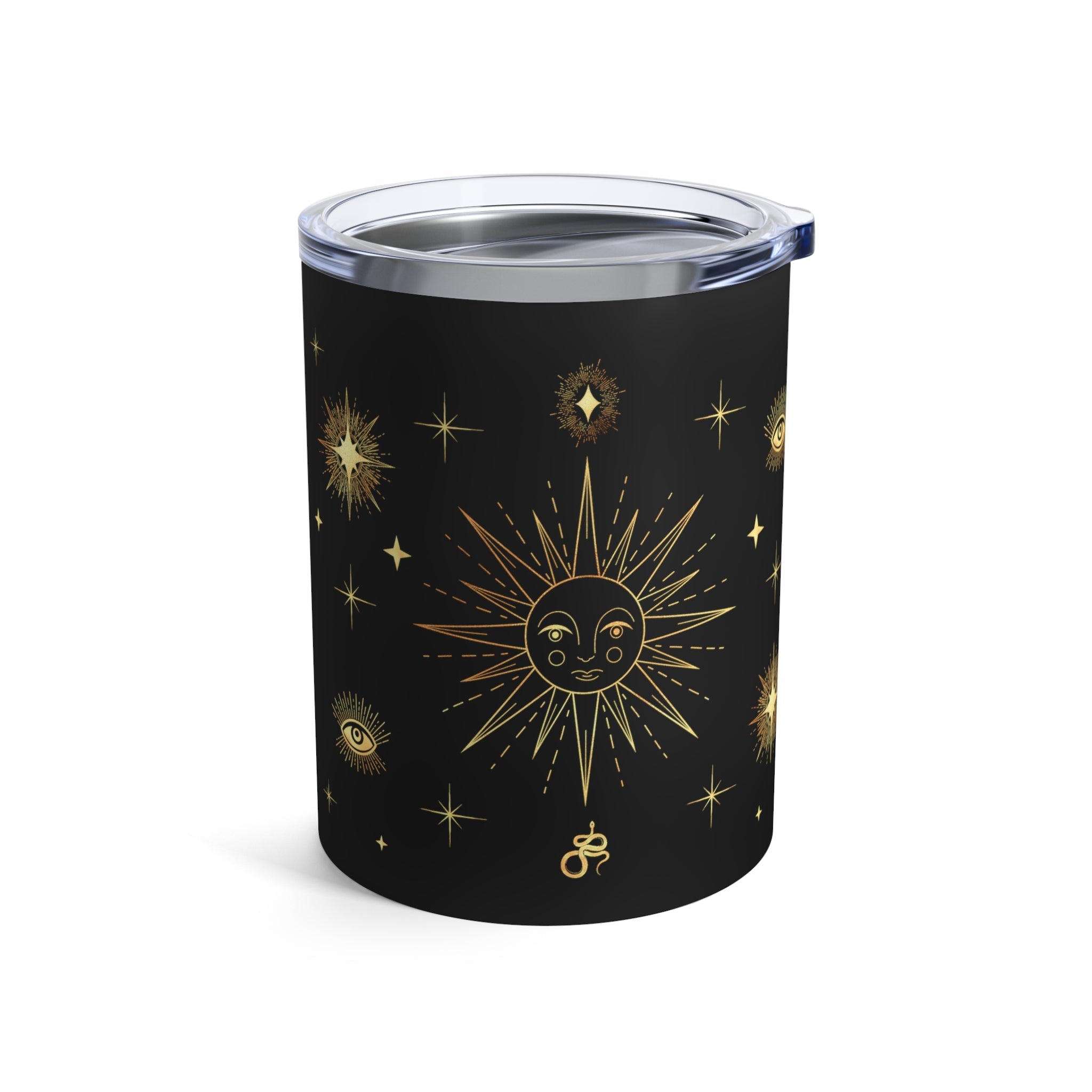 Celestial Gold Sun Stars Stainless Steel Tumbler 10oz