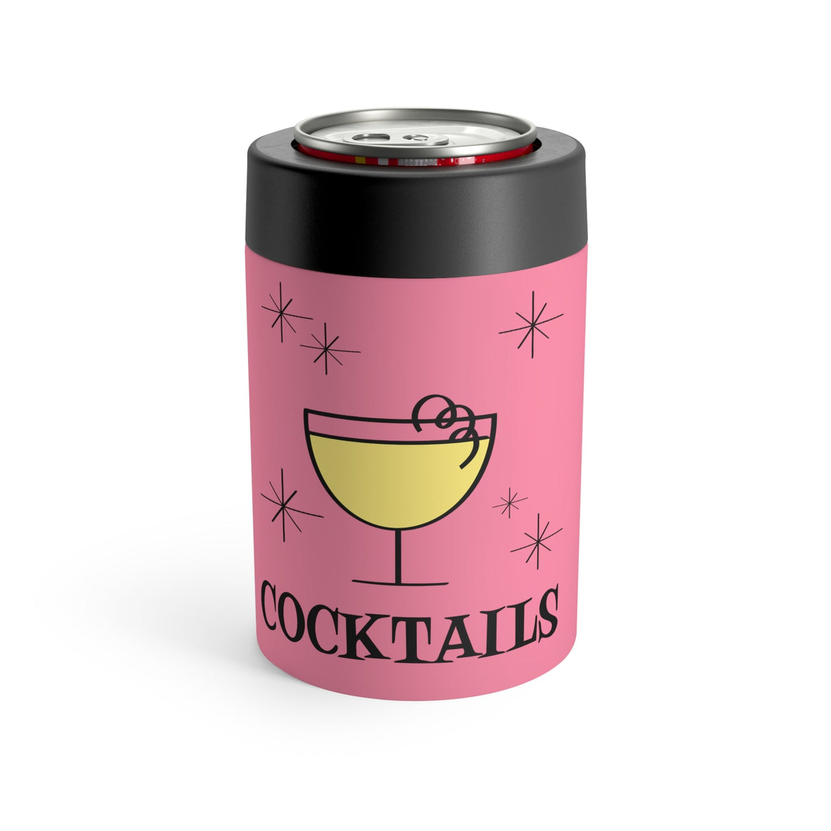 Cocktails Atomic Retro Style Print Lined Stainless Steel Can Holder
