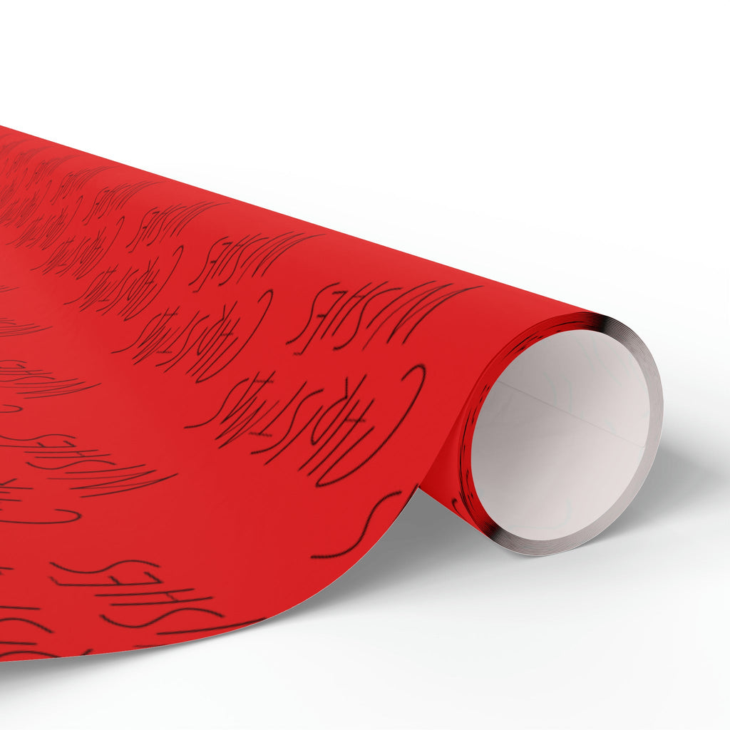 Christmas Wishes Red Mid Century Retro Christmas Print Holiday Gift Wrap Paper - Glossy Or Matte