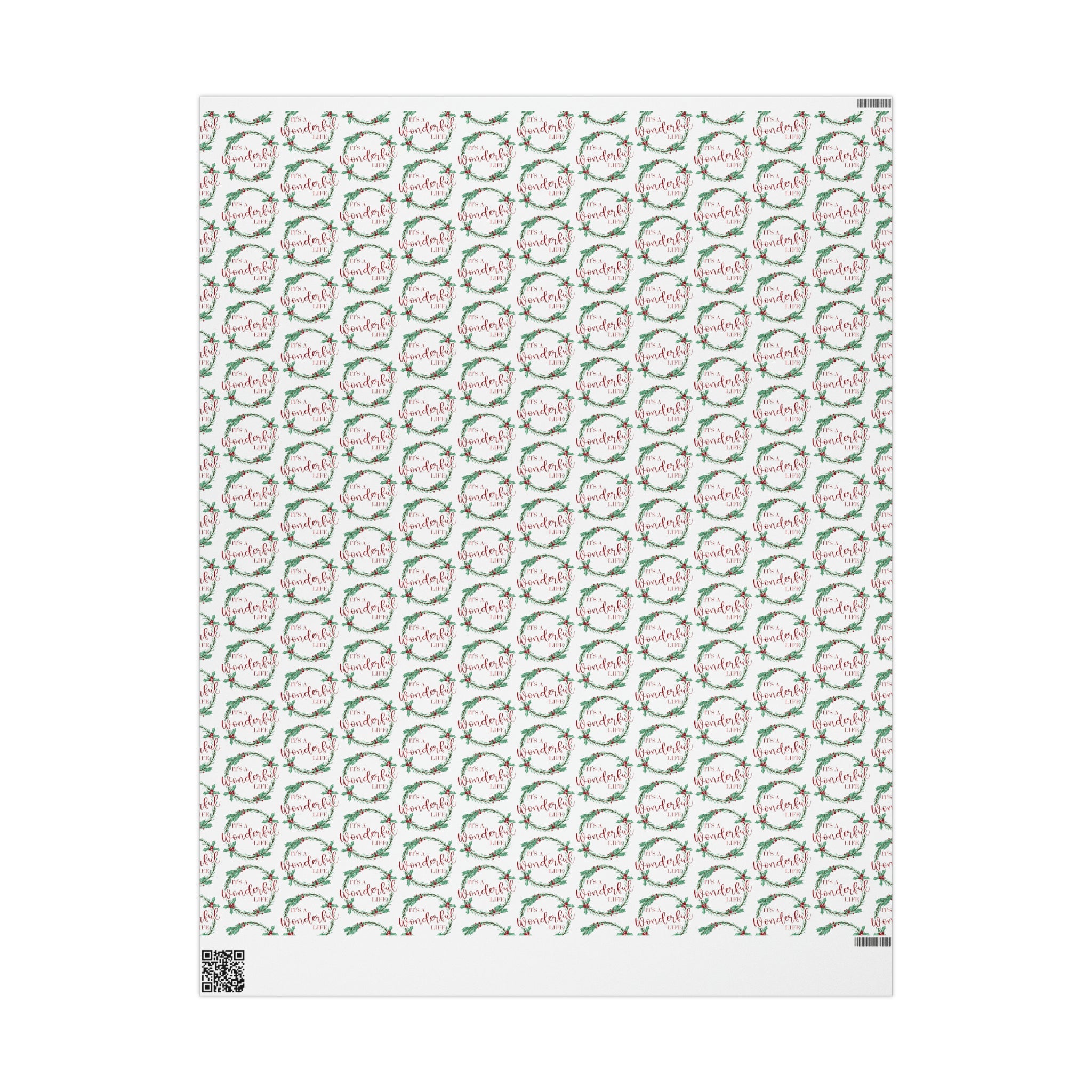 It's A Wonderful Life Christmas Wreath Retro Style Holiday Gift Wrap Paper - Glossy Or Matte