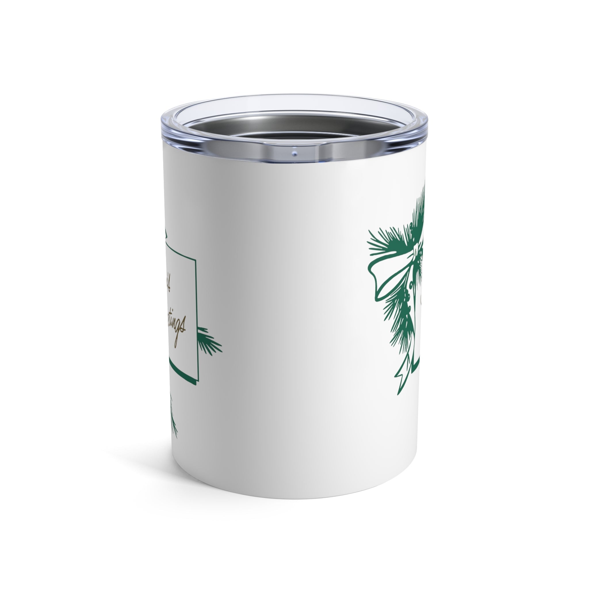Season's Greetings Holly Mid Century Retro Christmas Print Stainless Steel Tumbler 10oz
