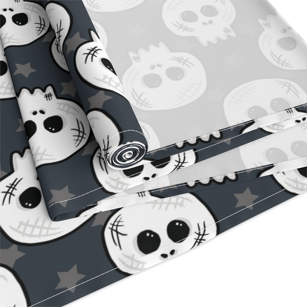 Skulls And Stars Cute Halloween Print Fall Autumn Decor Purple Cotton Poly Table Runner