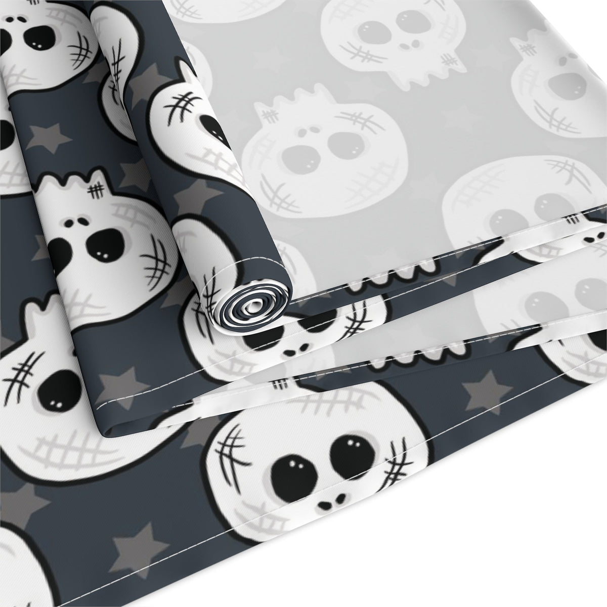Skulls And Stars Cute Halloween Print Fall Autumn Decor Purple Cotton Poly Table Runner