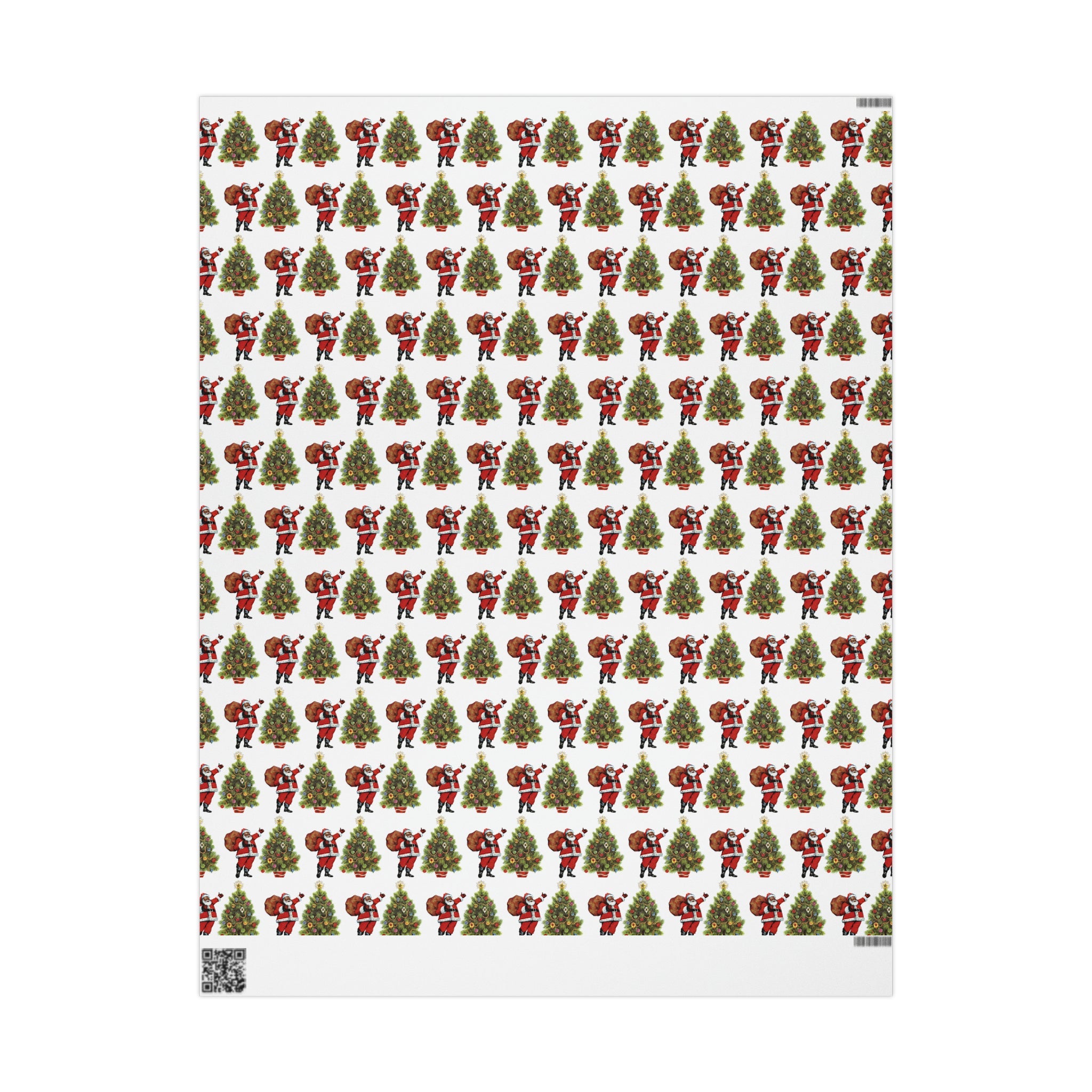 Santa With Christmas Tree Mid Century Retro Christmas Print Holiday Gift Wrap Paper - Glossy Or Matte