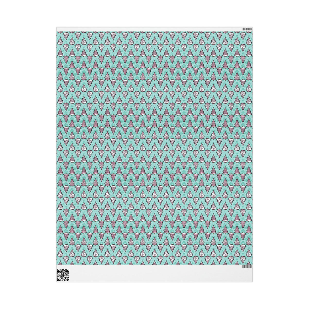 Pastel Pink Christmas Trees Teal Christmas Print Holiday Gift Wrap Paper - Glossy Or Matte