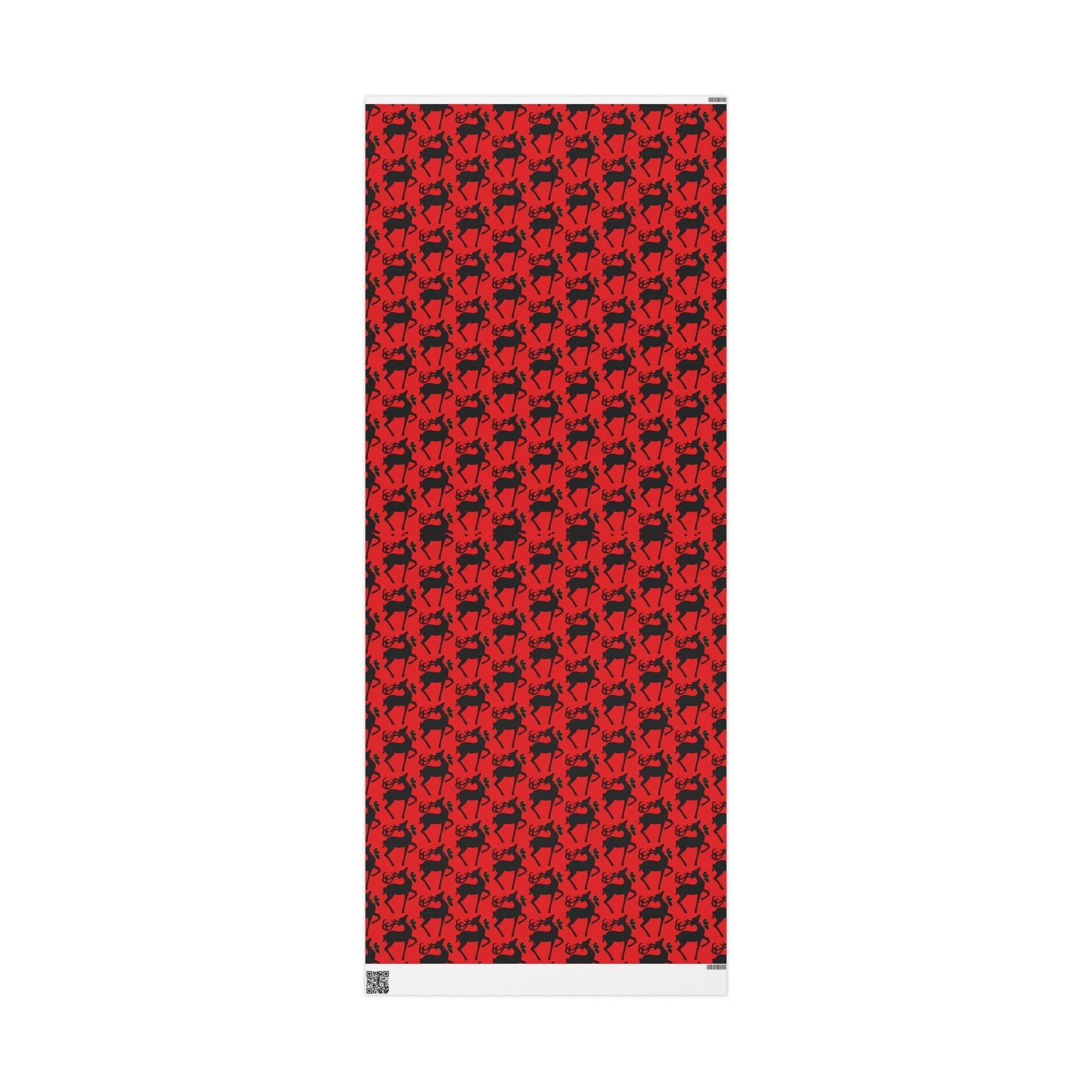 Reindeer Silhouette Red Mid Century Retro Christmas Print Holiday Gift Wrap Paper - Glossy Or Matte