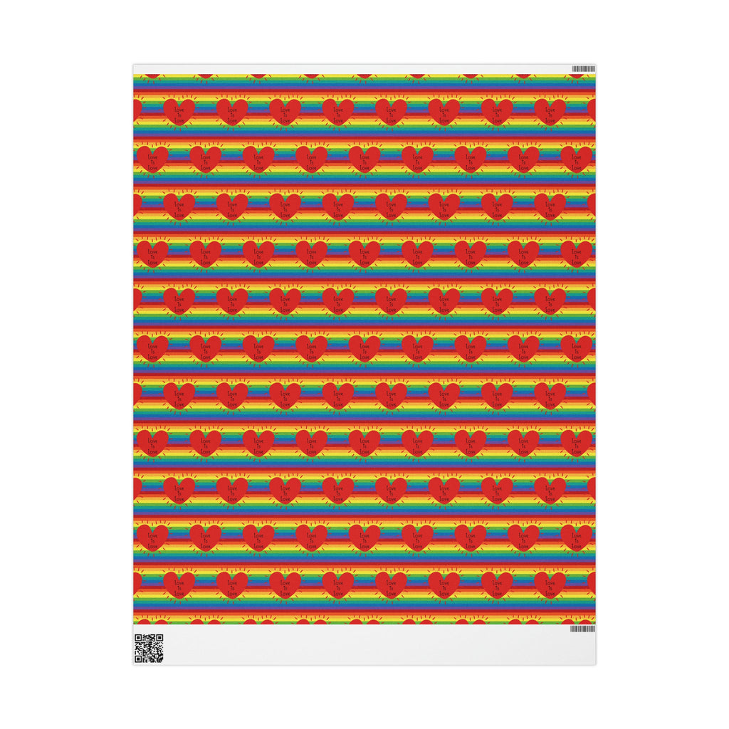 Love Is Love Heart Rainbow Pride Holiday Gift Wrap Paper - Glossy Or Matte
