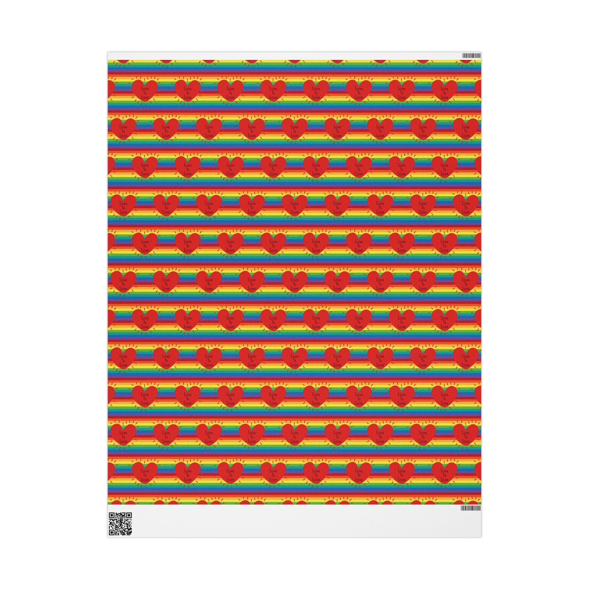 Love Is Love Heart Rainbow Pride Holiday Gift Wrap Paper - Glossy Or Matte