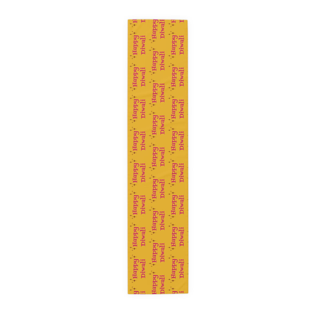 Happy Diwali Starburst Atomic Mid Century Retro Style Holiday Table Runner - Cotton Or Polyester